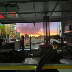 LOOKING THROUGH THE BUNKER OPERATORS EYES AT SUNRISE