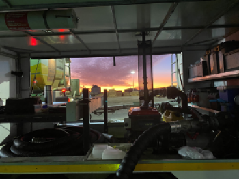 LOOKING THROUGH THE BUNKER OPERATORS EYES AT SUNRISE